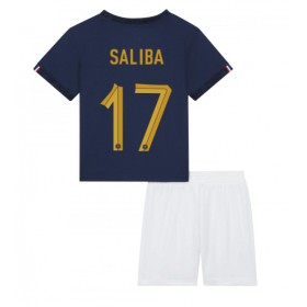 Frankrike William Saliba #17 Hemmakläder Barn VM 2022 Kortärmad (+ Korta byxor)